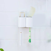 Double Toothbrush Mouthwash Cup Holder Set